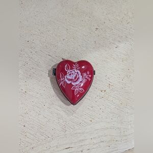 Vintage Red Heart-Shaped Floral Keepsake Box